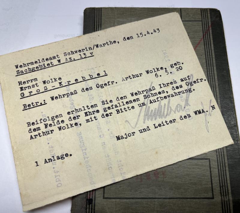 Wehrpass - WH (Heer) - 293.Inf.Div. - Wolke