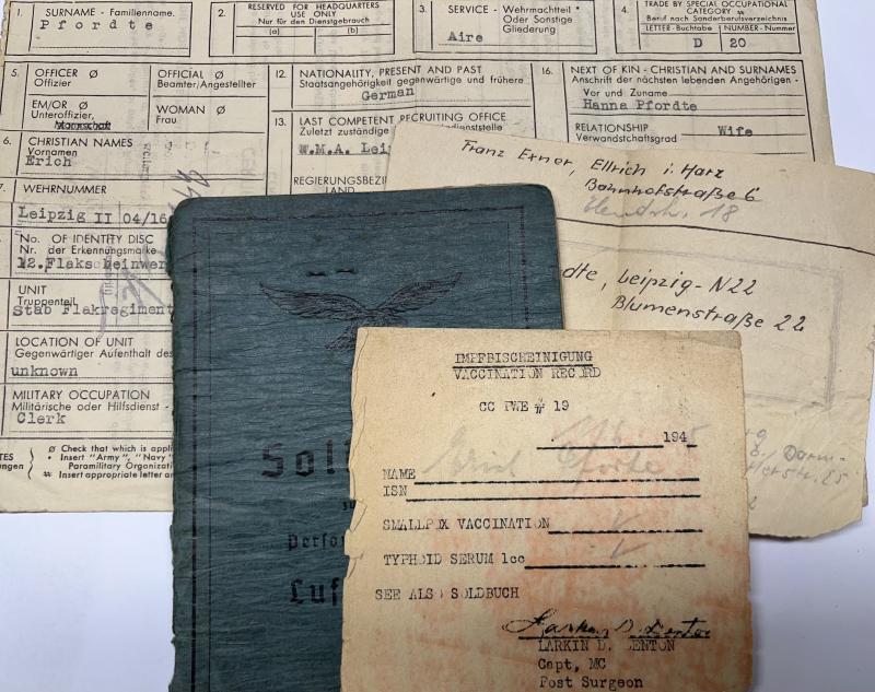 Soldbuch - Luftwaffe - 22.Flak Div. - Pfordte