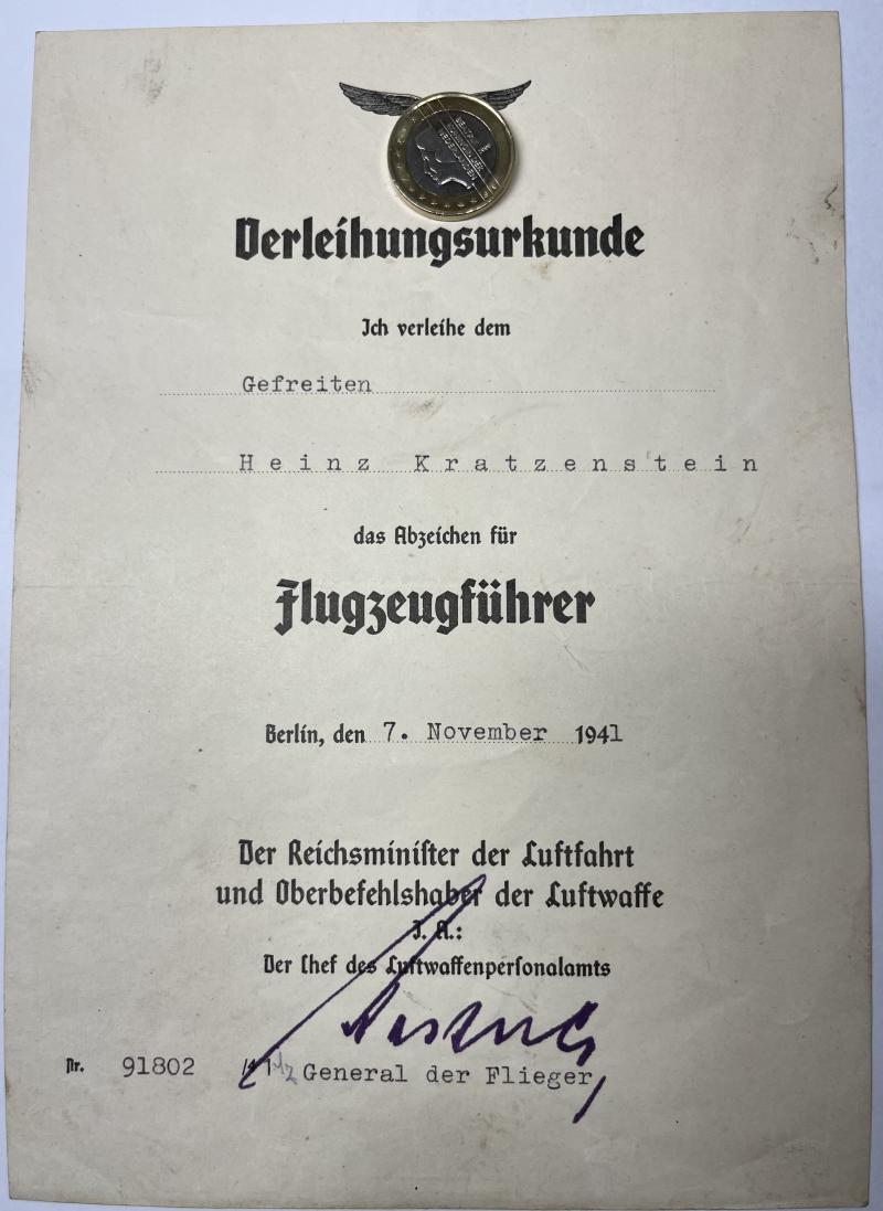 Citation - Luftwaffe - Kratzenstein