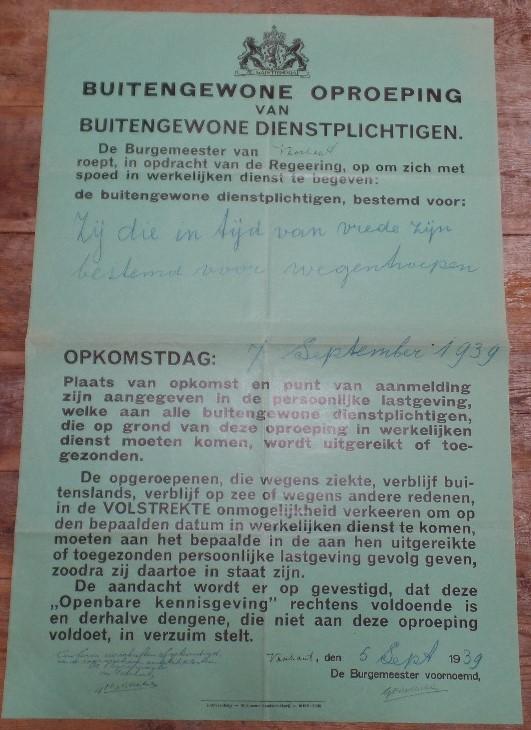 Announcement poster-mobilisation 1939 Holland