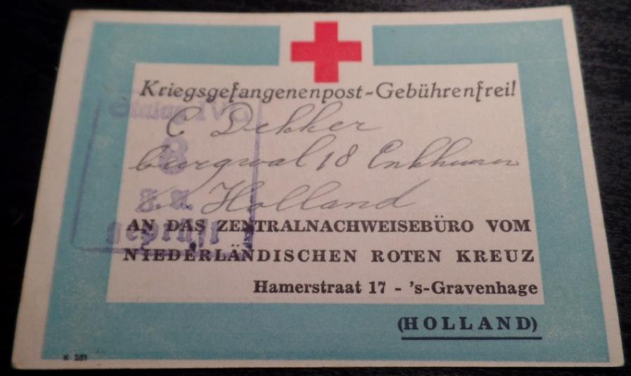 Kriegsgefangenenpost certificate of receipt Stalag 4 G