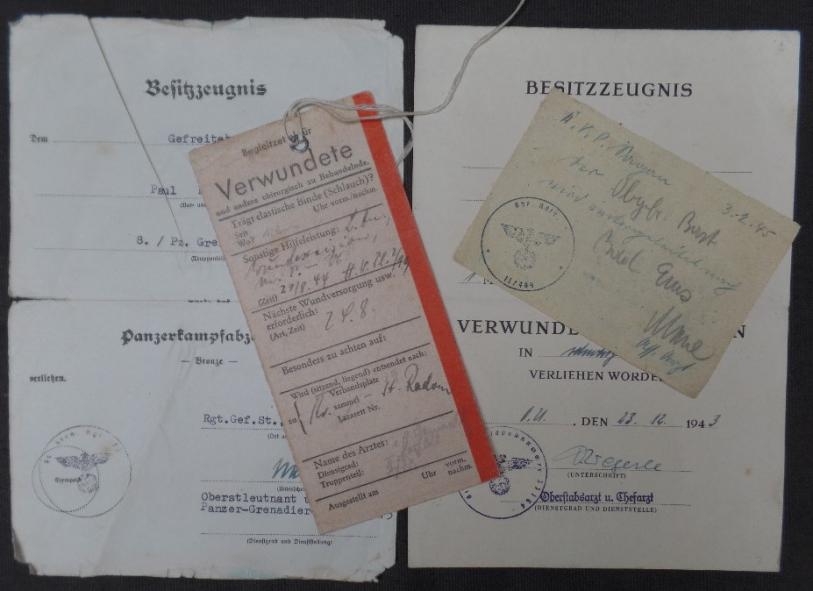 Award document set Panzerkampfabz./Verw.inSchw.abz.-19.Pz.Div.-Bast