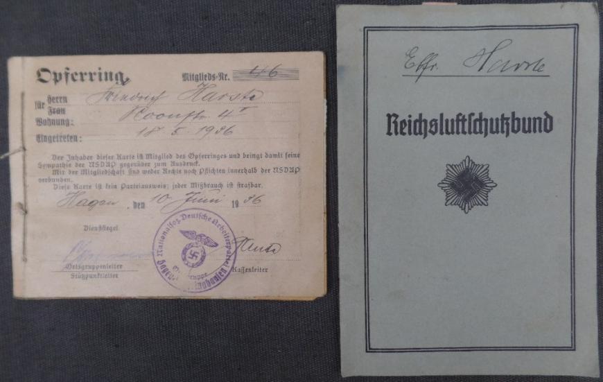 2 Symphatizers saving booklets N.S.D.A.P.-Reichsluftschützdienst