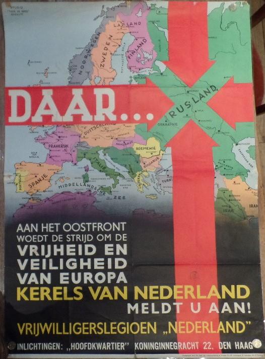 Rare Dutch, Waffen-SS-related recruitment-poster entitled: 