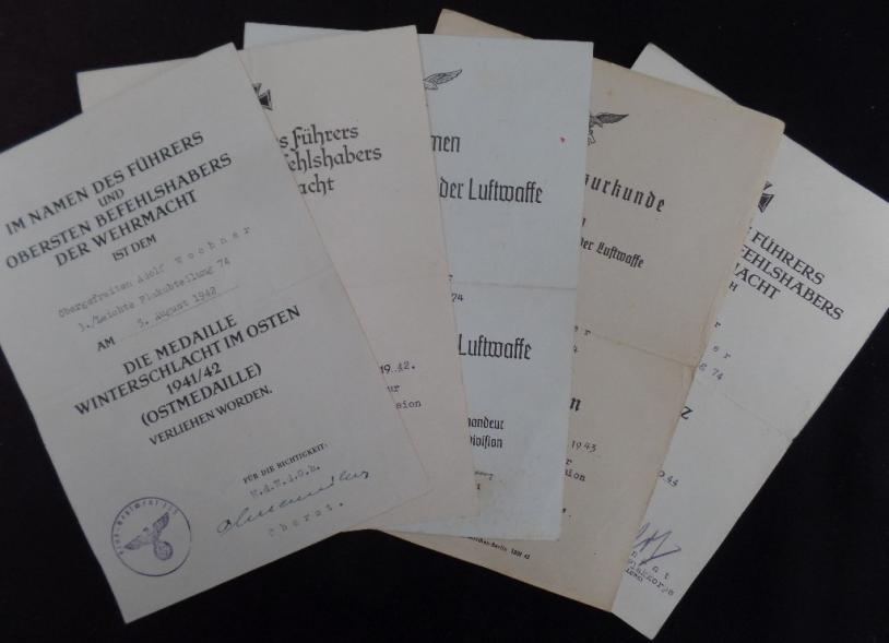 Award document grouping Luftwaffe 18.Flakdivision - Wochner.