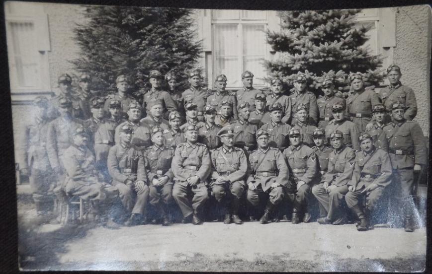 WH (Heeres) postcard-picture with group of motorcyclists ie. 'Kradfahrer' (?).