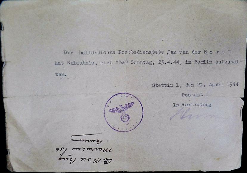 Permission for Dutch postal worker - Berlin.