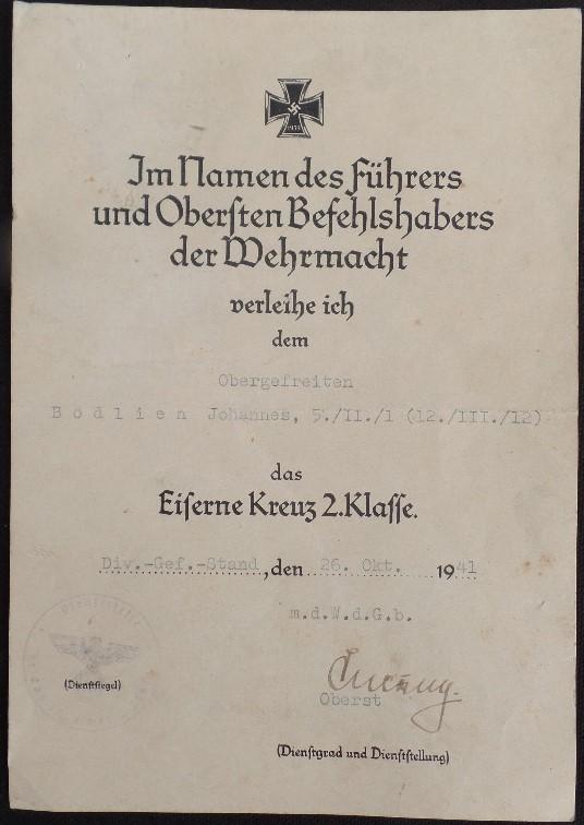 Single award document WH (Heer) - Bodlien.