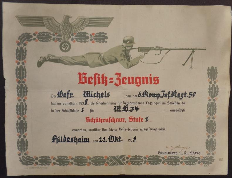 Single award document - WH (Heer) - 19.Inf.Div. - Michels