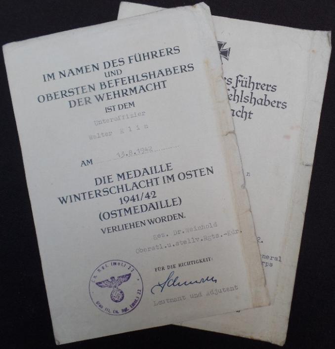 Award document set Luftwaffe - Klin