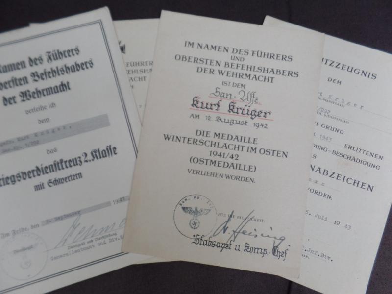  Award document grouping WH (Heer) -  292.Inf.Div. - Krüger