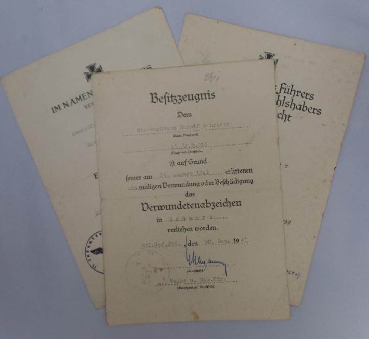  Award document grouping WH (Heer) - 11.Inf.Div.- Schröder