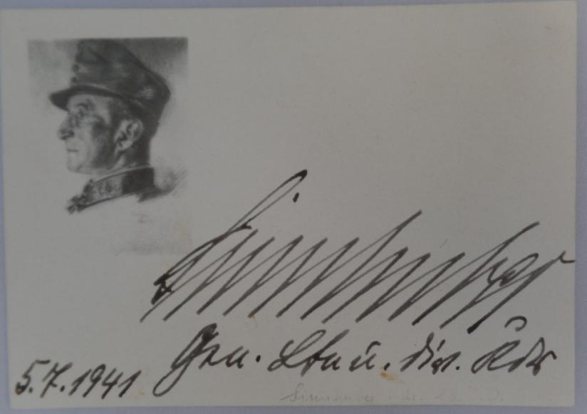 Personal signature card - 28.Inf.Div. - Sinnhuber