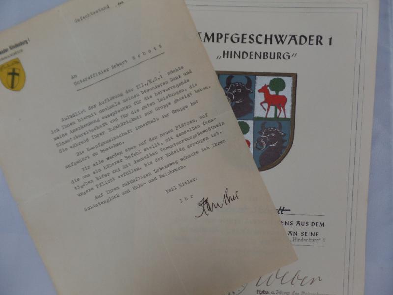 Commemorative certificate set - Kampfgeschwader 1 