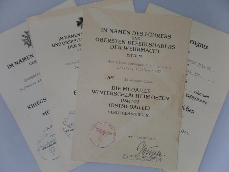 Award document grouping WH (Heer) - s.Art.Abt.(mot.)637 - Schabel