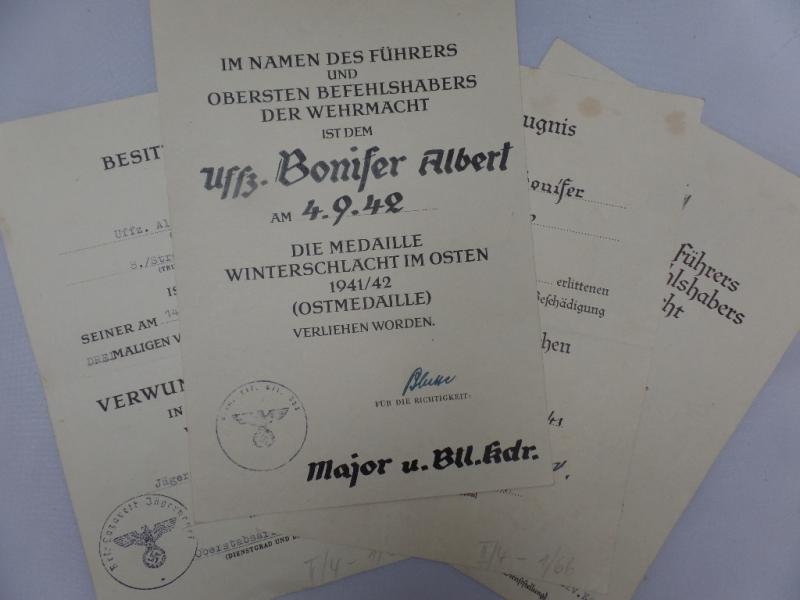 Award document grouping WH (Heer) - 299.Inf.Div. - Bonifer