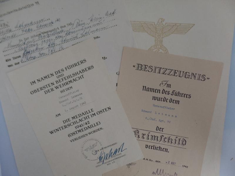 Award document grouping WH (Heer) - 46.Inf.Div. - Lehmann