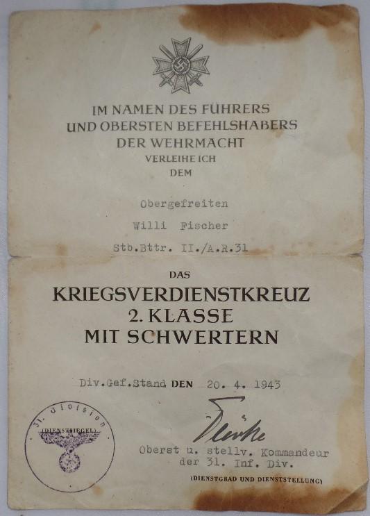 Citation WH (Heer) - 31.Inf.Div. - Fischer