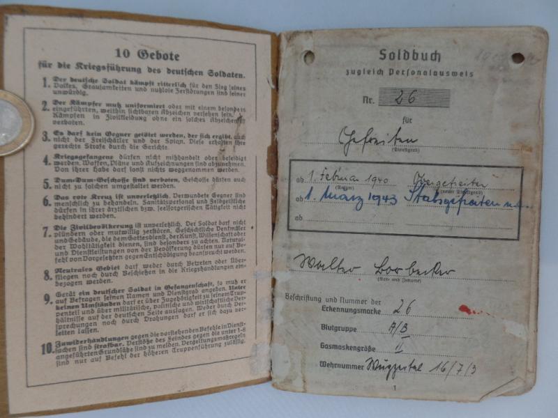 Soldbuch / drivers-license WH (Heer) - 33.Inf.Div. / 15.Pz.Div. -Afica - Borbecker