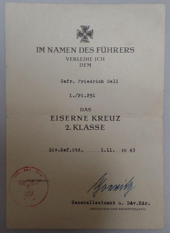 Citation WH (Heer) - 291.Inf.Div.- Sell