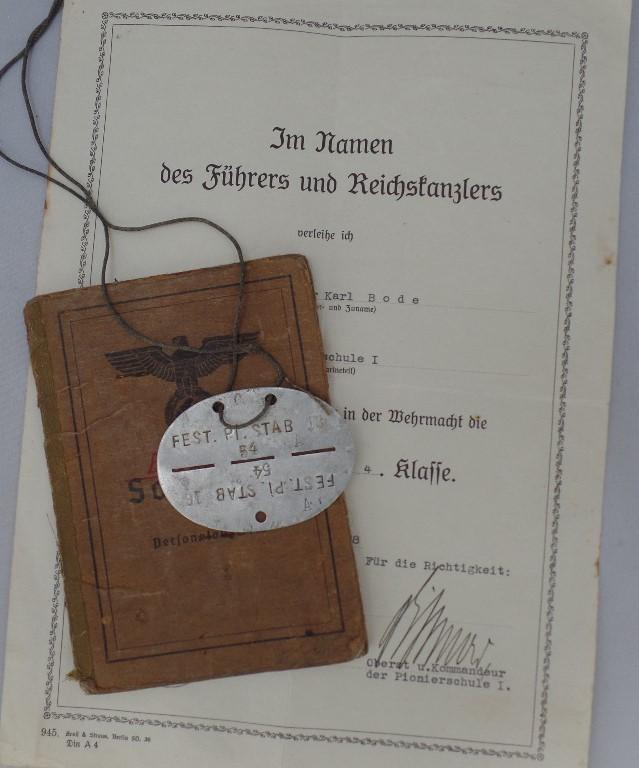 Soldbuch/dogtag  WH (Heer) - 2.Geb.Div. - Bode