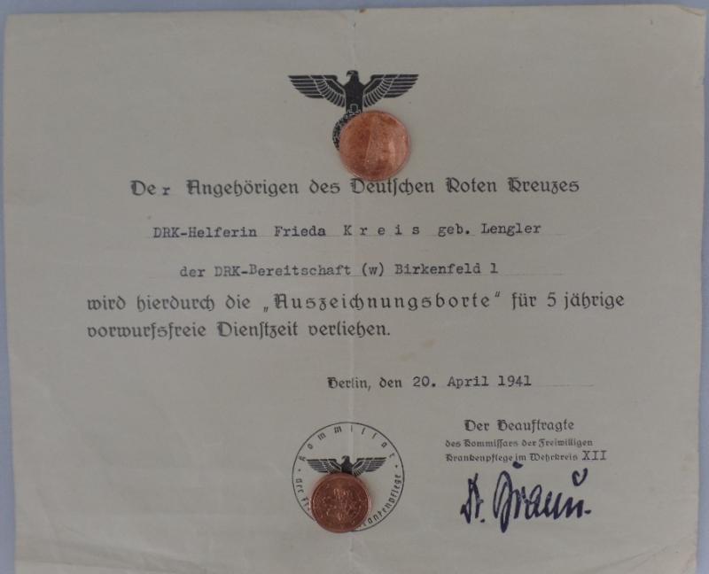 Citation/certificate - DRK - Kreis (Lengler)