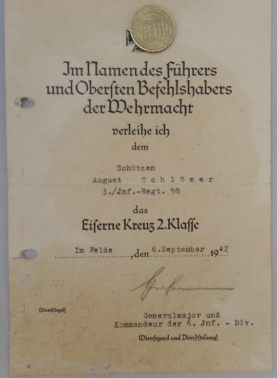 Citation -  WH (Heer) - 6.Inf.Div. - Schlömer