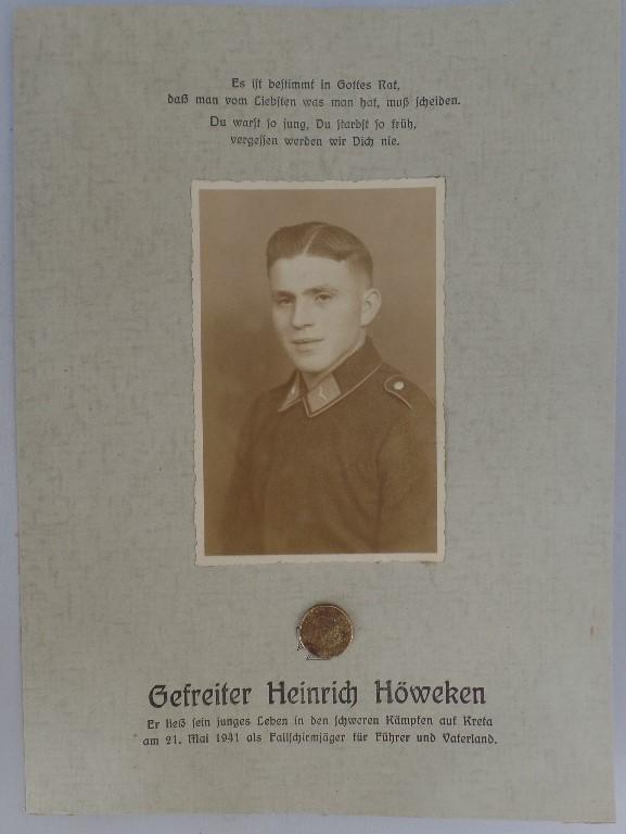 Commemorative A4 size deathcard/certificate - Crete - Höweken