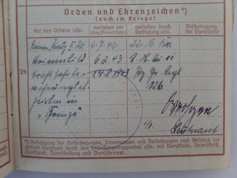 Wehrpass /Soldbuch / citation grouping - WH (Heer) -  23.Inf. Div.  -  Hector