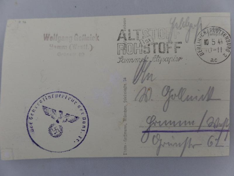 Hoffmann postcard - OL recipient - Guderian