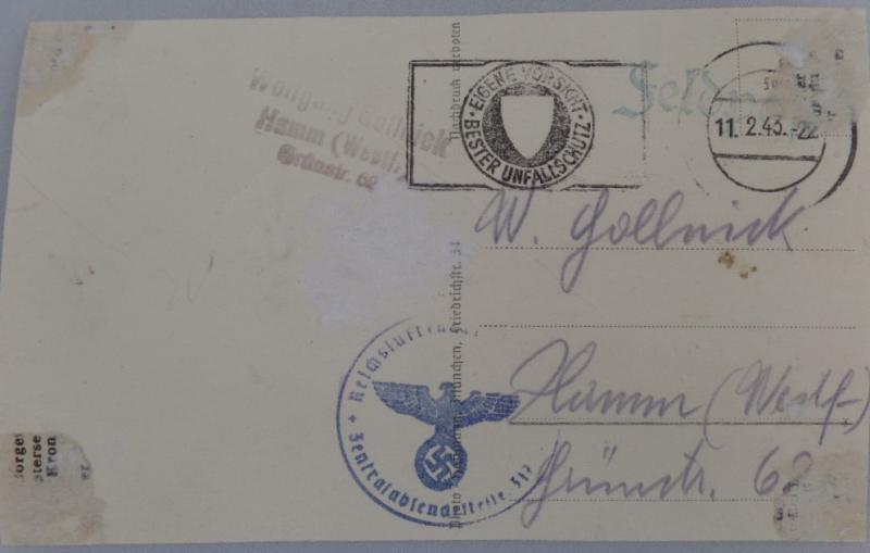 Hoffmann postcard - Brill. recipient - Galland