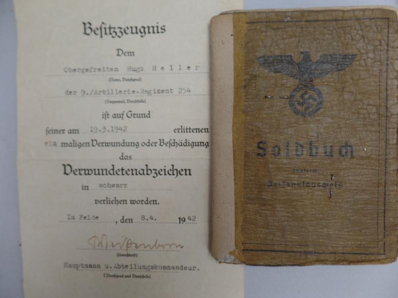 Soldbuch /citations - WH (Heer) - 254.Inf.Div. - Heller
