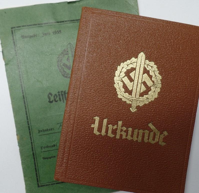 SA- (Sturmabteilungen') award-booklet set ('Urkunde/Leistungsbuch'') - Rieder