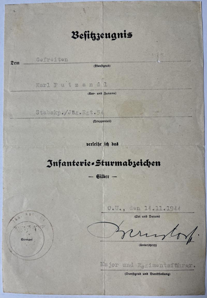 Citation  -  WH (Heer) -  6.Luftwaffen-Feld.Div. - Putzandl