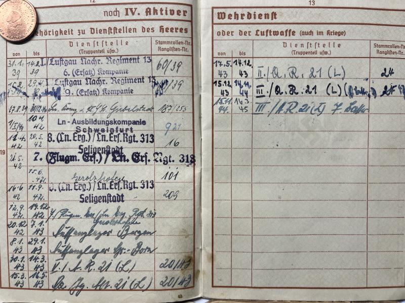 Kurland Docs | Wehrpass/Soldbuch - 21.Luftwaffe Feld Div. - Graf
