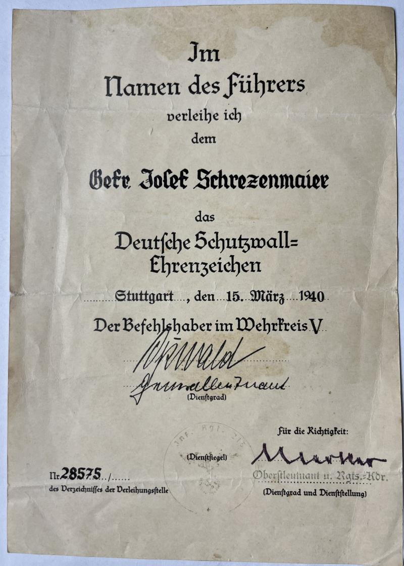 Citation -  WH (Heer) - 78.Inf.Div. - Schrezenmaier