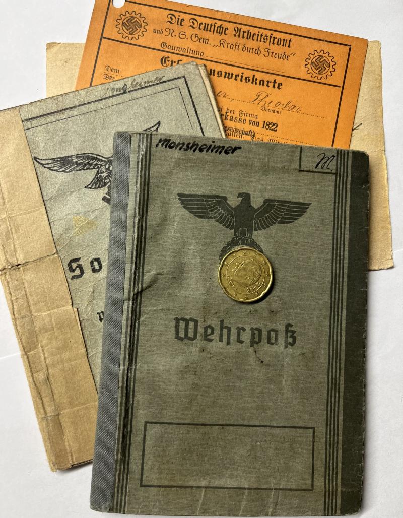Wehrpass/Soldbuch - Luftwaffe - Schw.Flak-Abt.401 /4.Flak Div. - Monsheimer