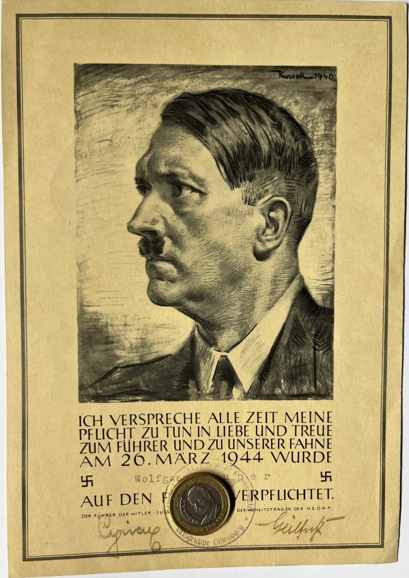 Hitler Youth commitment certificate