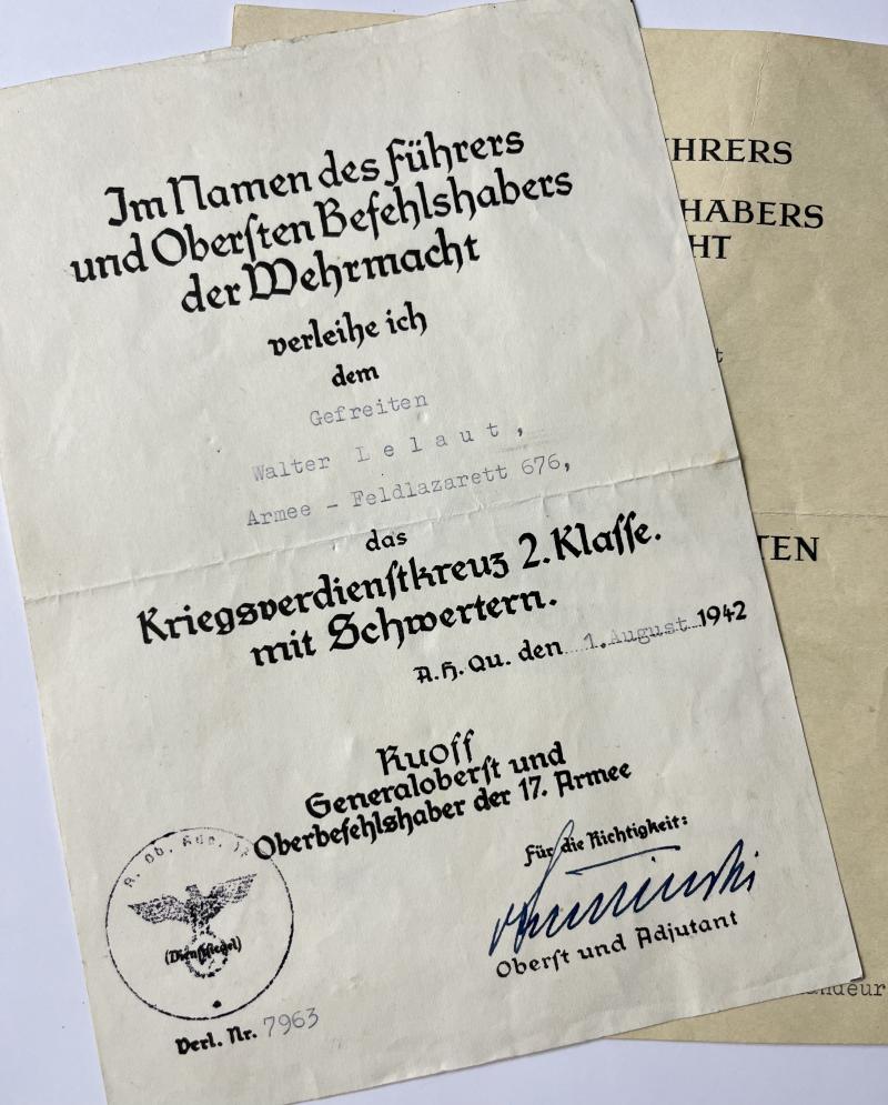 Citation set -  WH (Heer) -  Feldlazarett 676 - Lelaut