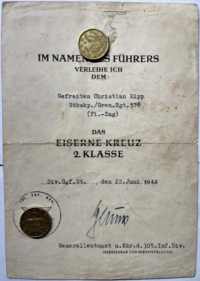 Citation  -  WH (Heer) -  305.Inf.Div. - Italy -  Kipp