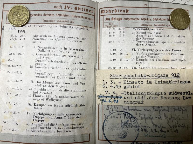 Wehrpass - WH (Heer) - Stug.Brigade 184 - Dussmann