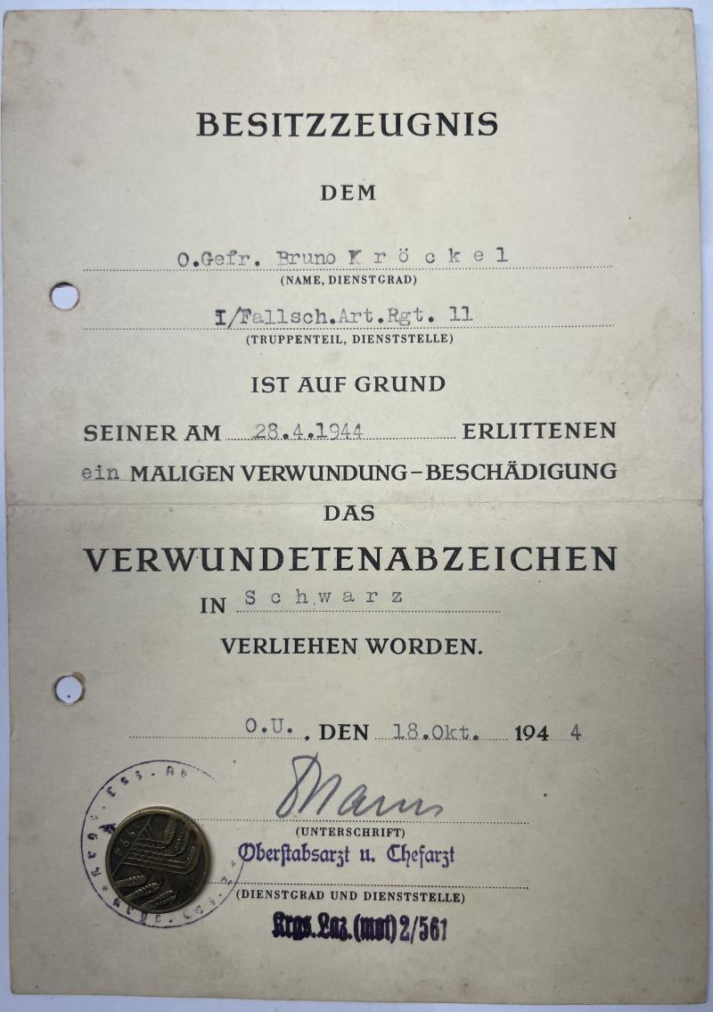 Citation - Luftwaffe - 4.Fschj.Div. - Italy - Kröckel