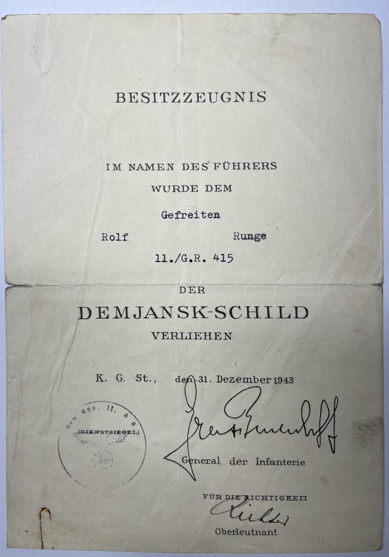 Citation - WH (Heer) -  123.Inf.Div. - Runge
