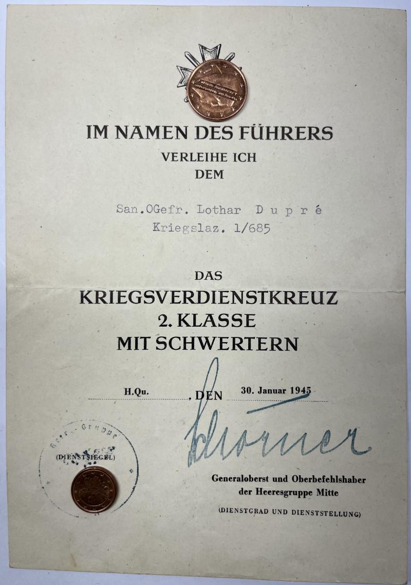 Citation -  WH (Heer) - Kriegslazarett I/685 - Dupré