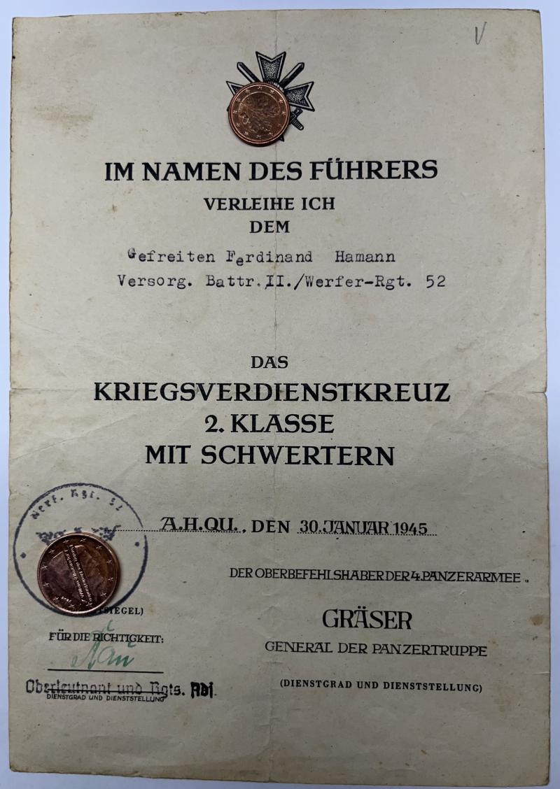 Citation WH (Heer) - 4.Pz.Armee - Hamann