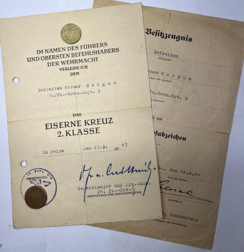 Citation set -  WH (Heer) - 26.Pz.Div. - Italy - Hargus