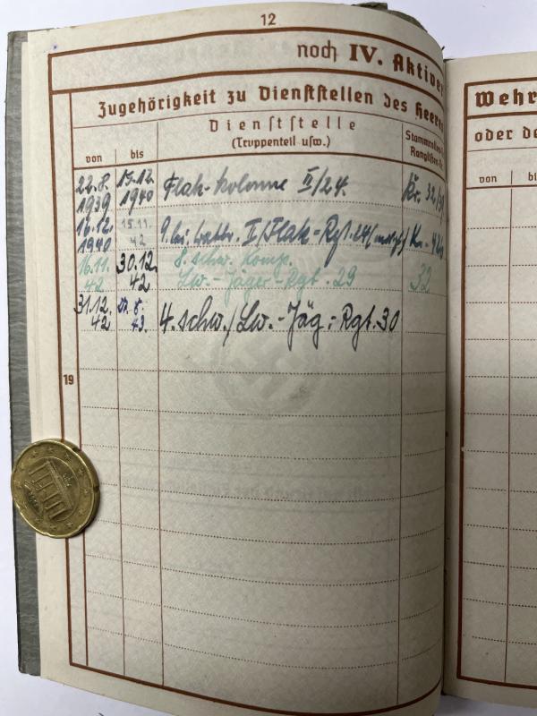 Wehrpass - Luftwaffe - 15.Feld Div. - Klein