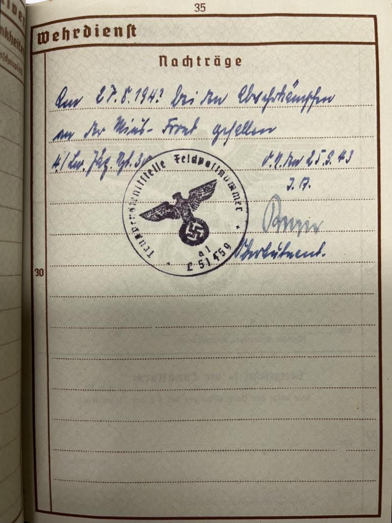 Wehrpass - Luftwaffe - 15.Feld Div. - Klein