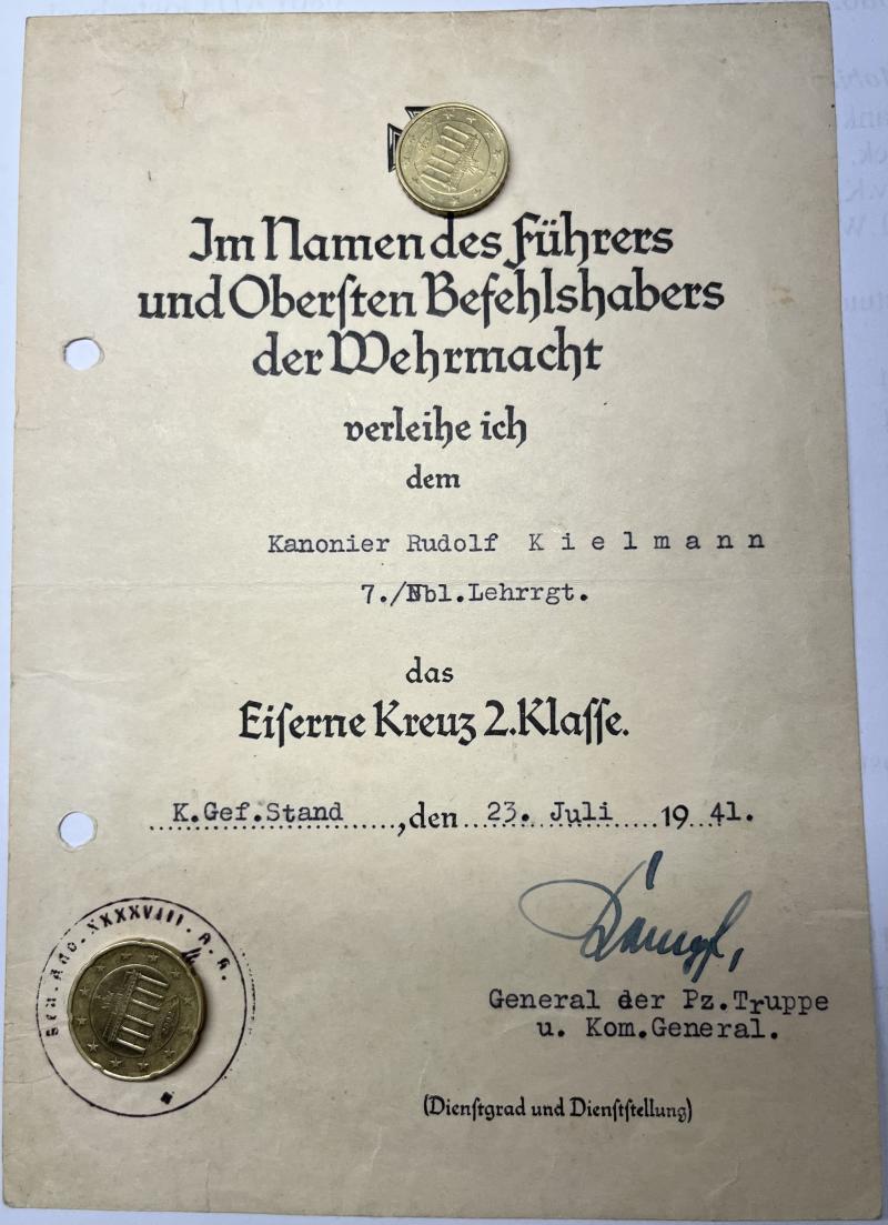 Citation  -  WH (Heer) - Nebel Lehr.Rgt. - Kielmann