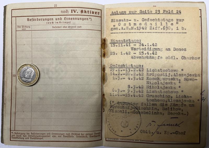 Wehrpass -  WH (Heer) - 294 inf.Div.(mot) - Vogl